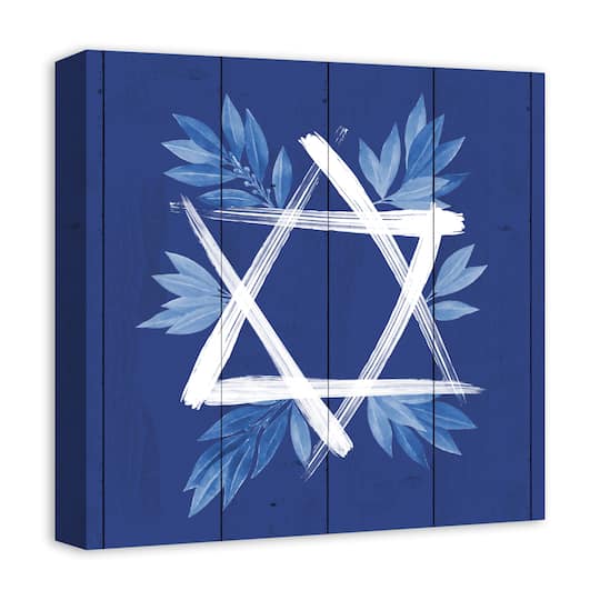 Botanical Star David 16x16 Canvas Wall Art